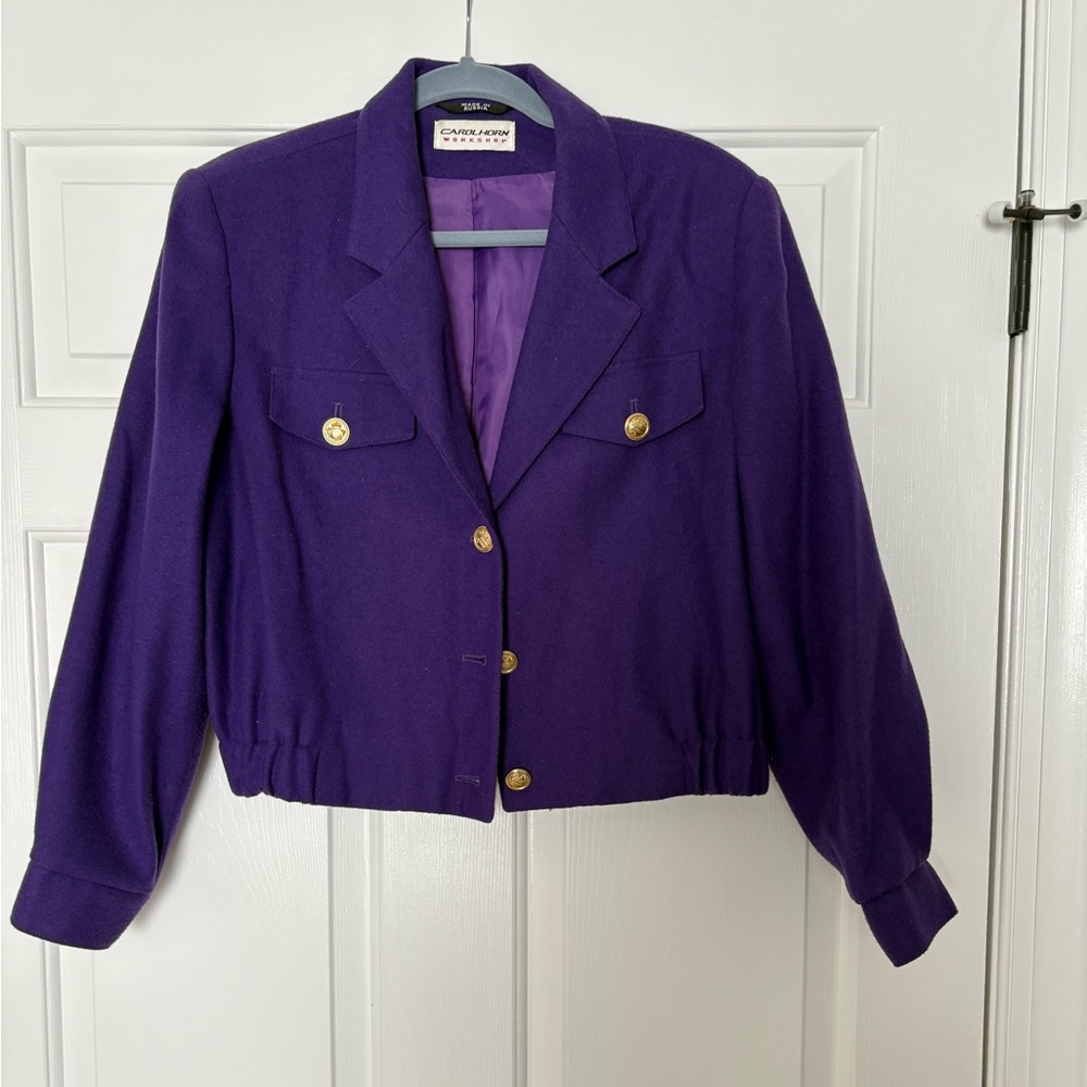 Carol Horn Workshop. Made in Russia. Vintage Purple Blazer with Gold Buttons
